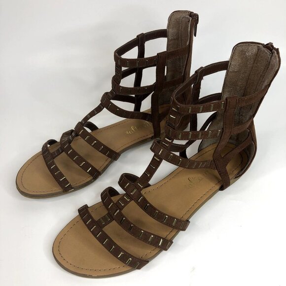 Altar'd State Shoes - Altard State Women's Sandals Size 9 Brown Shoes with Gold Studs